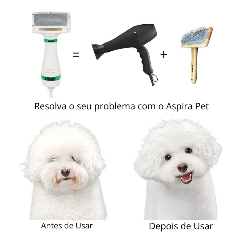 Secador Escova -  Pet  Star - O Secador que Penteia e Remove os Pelos do seu Pet